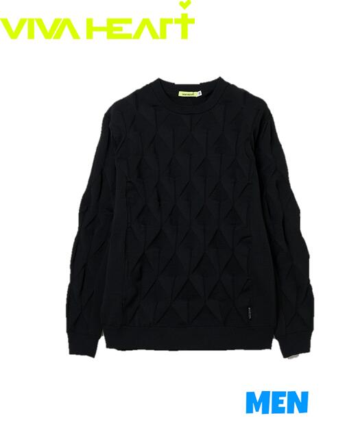 【30% OFF】VIVA HEART ビバハート011-14910 メンズ3Dアーガイル柄 編み物ティーシャツ