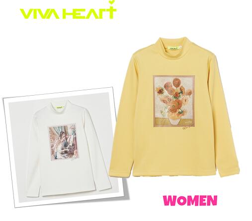 【30% OFF】VIVA HEART ビバハート012-24912 レディースミュージアムプリント長袖ティーシャツ