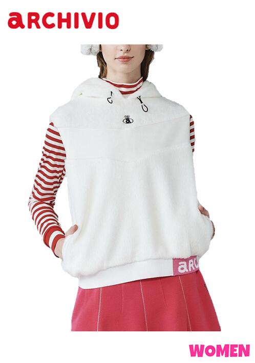 【30% OFF】 archivio アルチビオ A519008 WOMEN レディース フード付きシャギーベスト