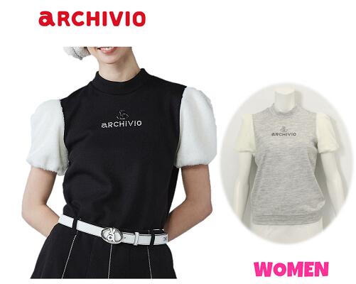 【30% OFF】archivio アルチビオA519005WOMEN レディース袖毛皮うつり変わり半袖ニットソー