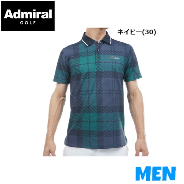 ▼▲▼▲▼ポイント10倍！▼▲▼▲▼ Admiral GOLF アドミラルゴルフ ADMA604 MEN メンズ ポップコーン ブラックウォッチ 半袖ポロシャツ 10,725円