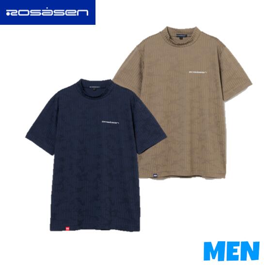 ▼▲▼▲▼尖んがり10倍！▼▲▼▲▼Rosasen ロサーセン044-25543  メンズ冷感ジャガード半袖モックネックシャツ