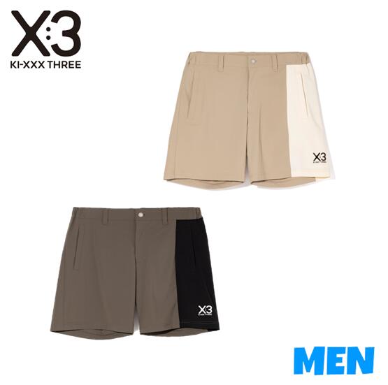 【30% OFF】KI-XXX THREE X:3 キックスリー ゴルフKSGMH02 メンズSOLID VERTICAL BICOLOR SHORTSパネル切替 ショートパンツ｜７２店