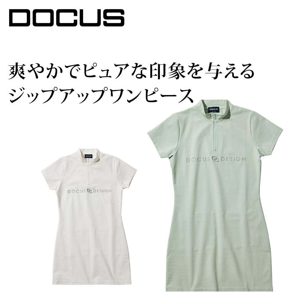 LINE10%off/【10%OFF】ゴルフウェア ワンピース レディース おしゃれ モックネック ゴルフ 半袖 ジップ Mockneck Onepiece シンプル かわいい ホワイト ミントグリーン｜SHOP DOCUS 店