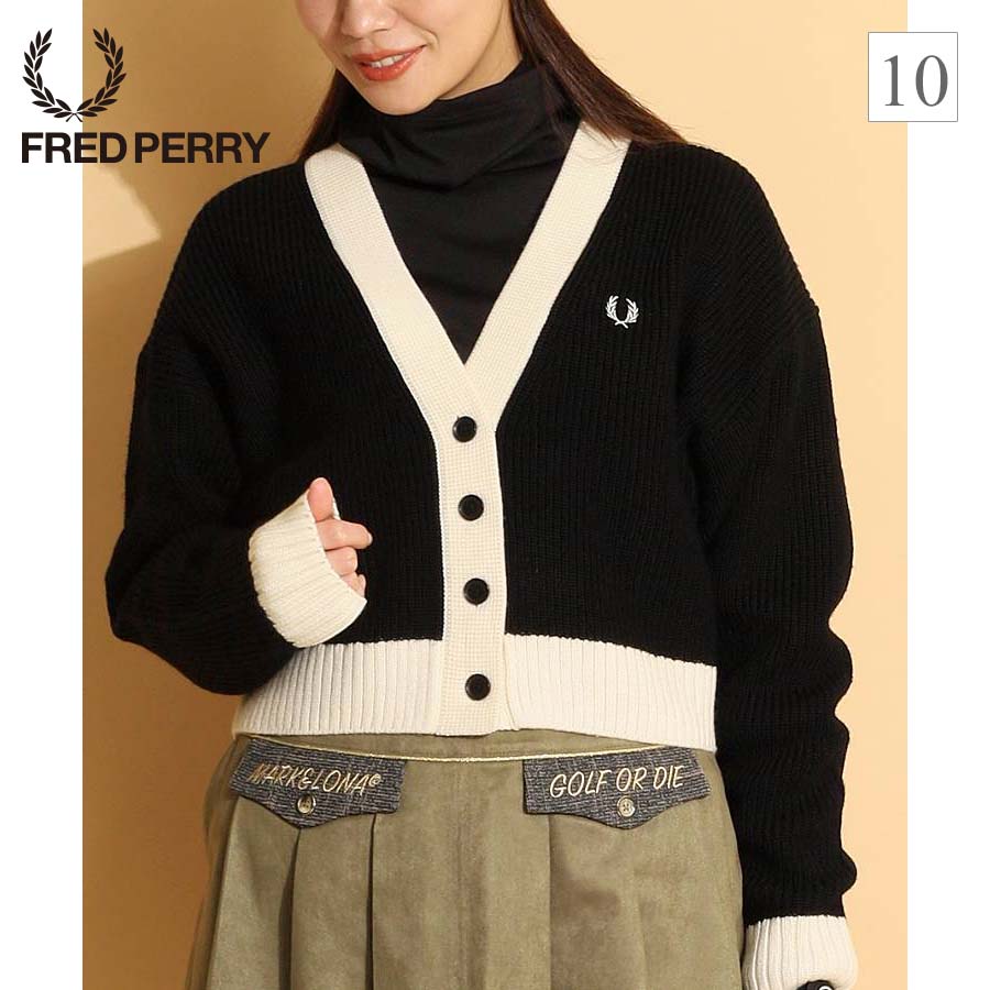 フレッドペリー☆カーディガン☆ウール☆ワンポイント☆刺繍☆古着☆長袖☆ネイビー Textured Trim V-Neck Jumper Dress(8 102：BLACK): | FRED