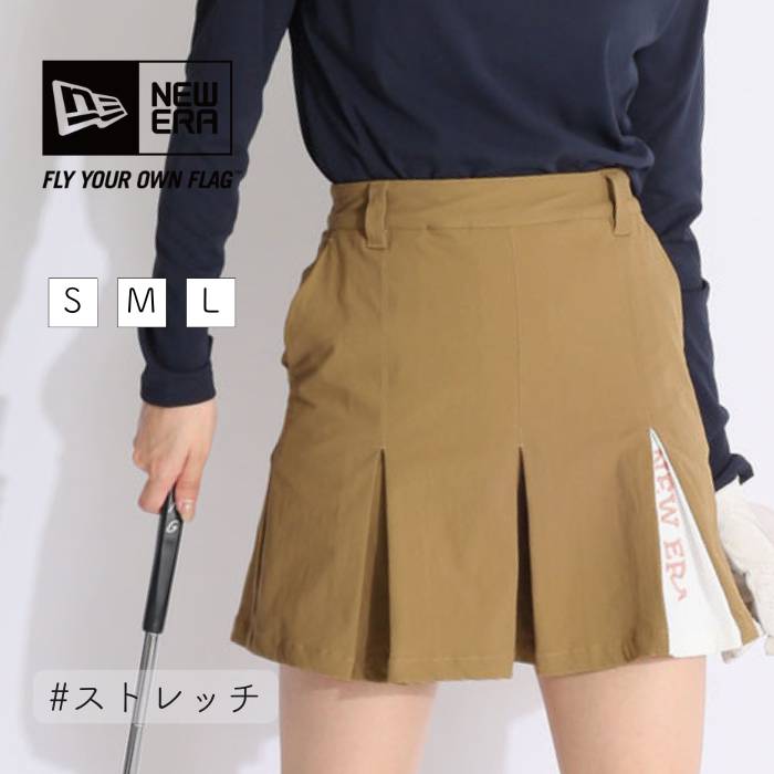 ニューエラ 【ストレッチ】一体型ペチパンツ付きプリーツスカート(キャメル) ゴルフウェア レディース 秋冬 プリーツ ゴルフ女子 CURUCURU｜私、ときどきゴルフ女子 curucuru