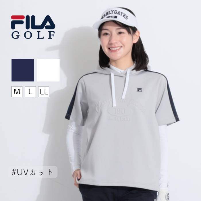 フィラゴルフ 【UV】スリーブラインエンボスロゴ半袖パーカー ゴルフウェア レディース 春夏 ゴルフ女子 CURUCURU 7,762円