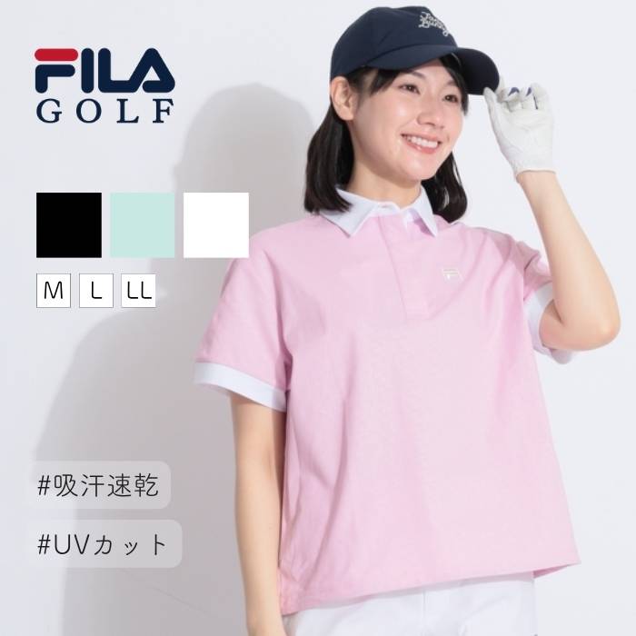 フィラゴルフ 【吸汗速乾UV】ジャガードロゴワイド半袖ポロシャツ ゴルフウェア レディース 春夏 ゴルフ女子 CURUCURU 6,083円