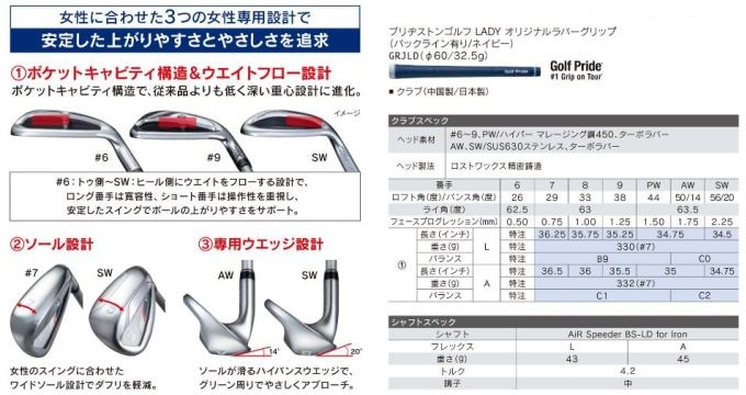 ブリヂストン ゴルフ B-LD クラブ IRON ゴルフ LADIES アイアン 2022