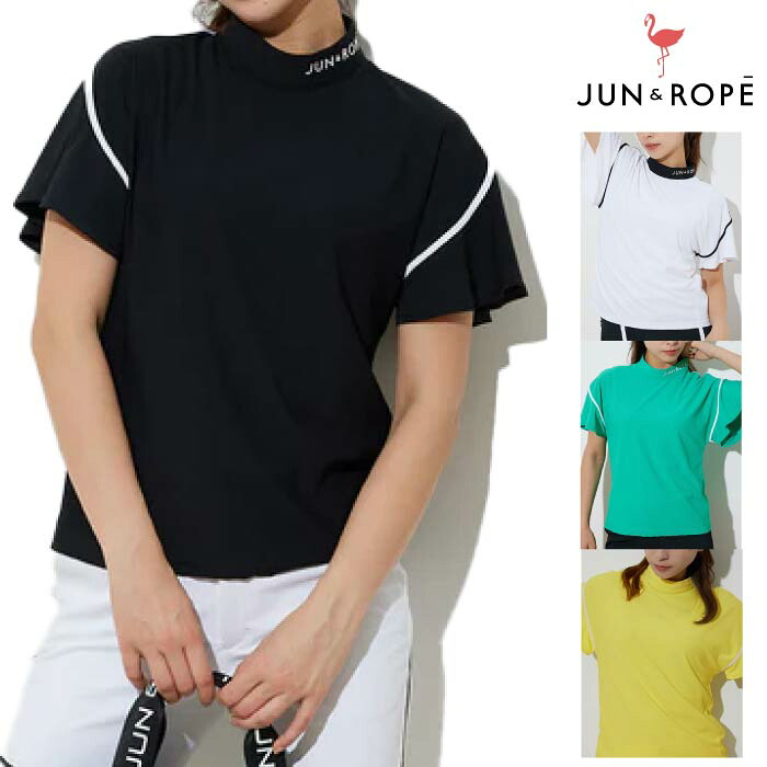 【40%OFF SALE】JUN&ROPE’ ジュンアンドロペ レディース ゴルフウェア 半袖シャツ【UV】【吸汗速乾】エコワッフル半袖フレアプルオーバー ERM14010 CACE_01