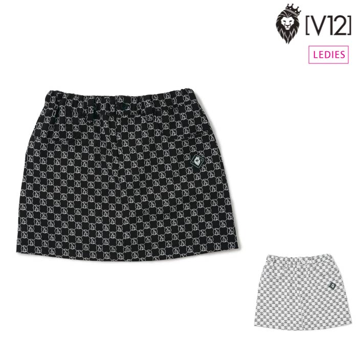 V12 ヴィトゥエルブ ゴルフスコート ゴルフお召しもの レディース MONOGRAM SKIRT セットアップ相応う V122410-SK04 CACE_01