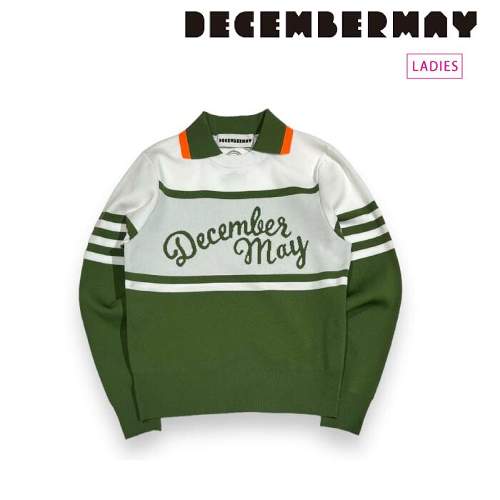 DECEMBERMAY ディセンバーメイ ゴルフ御召しもの レディース Versity collar knit / WOMEN 襟付き添い人クルーネックニット 超軽さ 吸水速乾 2-405-1025 秋冬 2025
