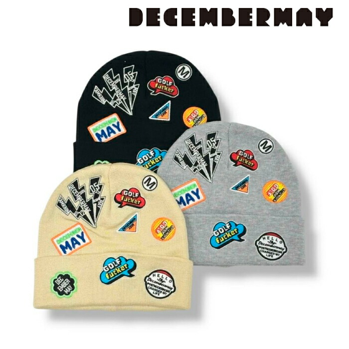 DECEMBERMAY ディセンバーメイ ゴルフウェア メンズ レディース Embroidery beanie/ UNISEX ユニセックス ニット 総柄刺繍ビーニー ニット帽 保温性 3-999-5208 秋冬 2025