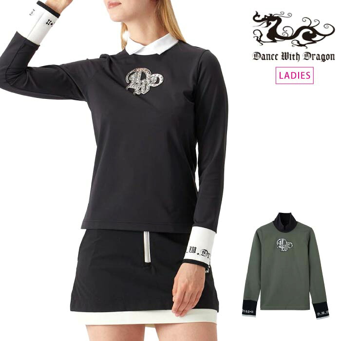 【20%OFF SALE】Dance With Dragon ダンスウィズドラゴン ゴルフウェア レディース ナイロンベアスムースハイモック モックネックシャツ 接触冷感 UVカット 伸縮回復 d2-189110 秋冬 2025