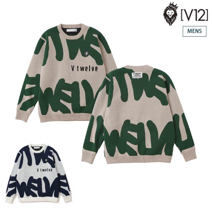 V12 ヴィトゥエルブ ゴルフウェア メンズ GRFT KNIT メンズ ニット 防風裏地 ストレッチ v122520-kn05 秋冬 2025