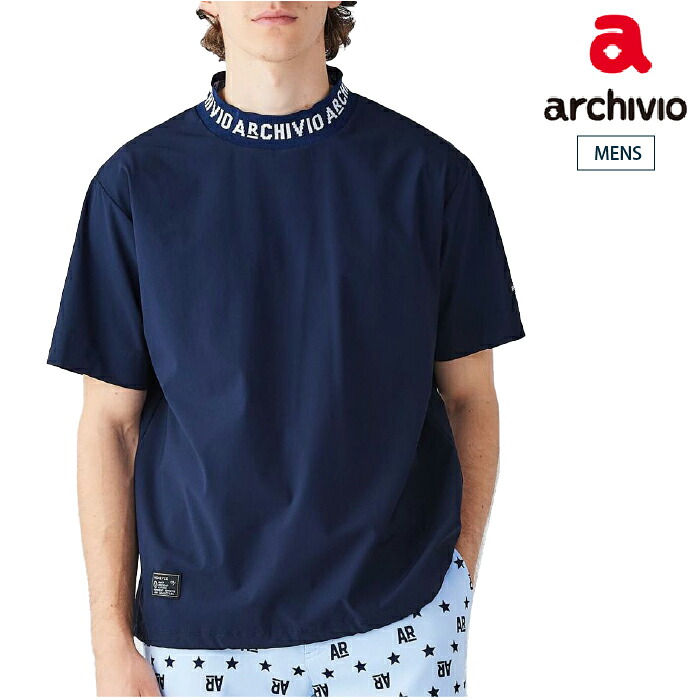 【30%OFF SALE】archivio アルチビオ ゴルフウェア メンズ ロゴネック半袖プルオーバー UVケア 接触冷感 a469306 CACF_01