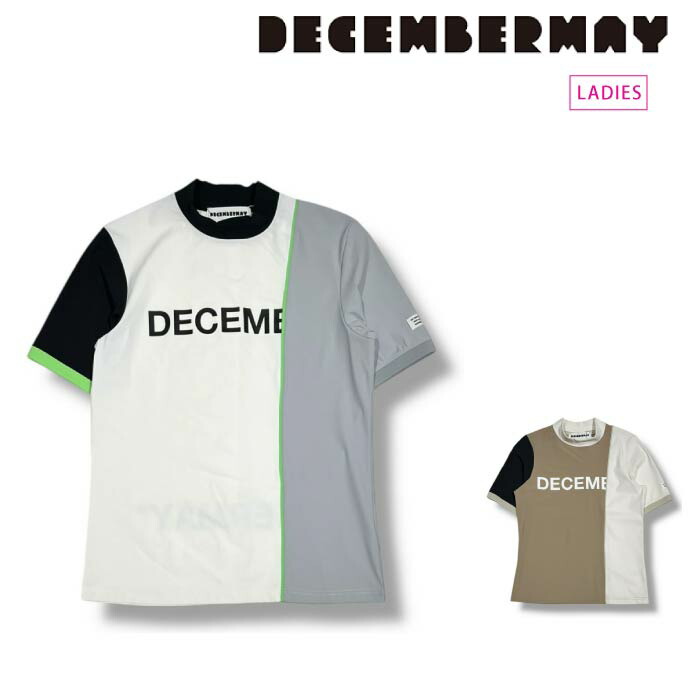 DECEMBERMAY ディセンバーメイ ゴルフウェア レディース モックネック Bi-color logo mock neck half sleeve shirt/ WOMEN 接触冷感機能 UV機能 ２WAYストレッチ 透け防止 2-505-0152 CACF_01｜ゴルフシティアルド