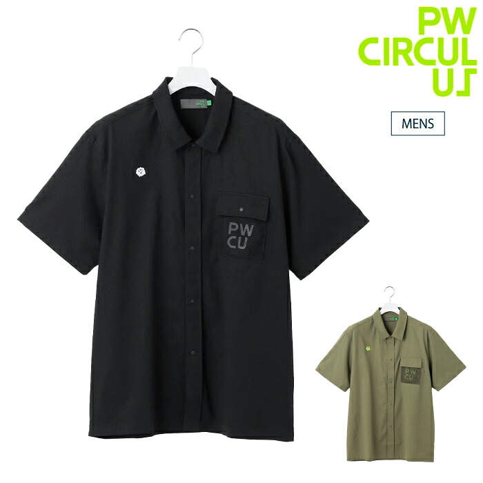 PW CIRCULUS ピーダブリュサーキュラス ゴルフウェア メンズ 半袖シャツ メッシュポケットシャツ UV遮蔽率97.8% 軽量のDotAir 高通気 軽撥水 KHPNGM0535 CACF_01｜ゴルフシティアルド