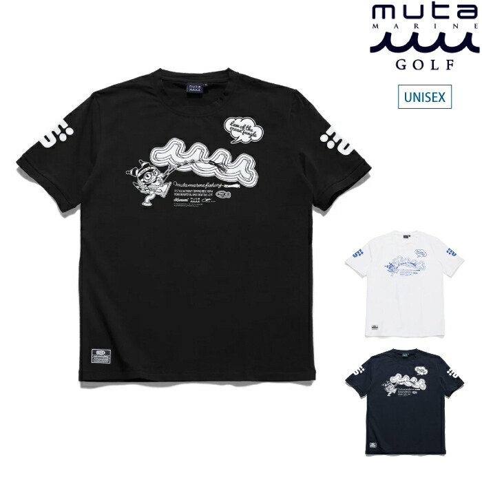 muta MARINE GOLF ムータマリンゴルフ ゴルフ御召しもの メンズ レデイース ユニ一発やる Kuromi × muta MARINE Fishing 伸ばすことティーシャツ か細い影ぼうし さらっとした肌離れの良さ マイ歌曲 サンリオ mfmp-434778 春夏 2026
