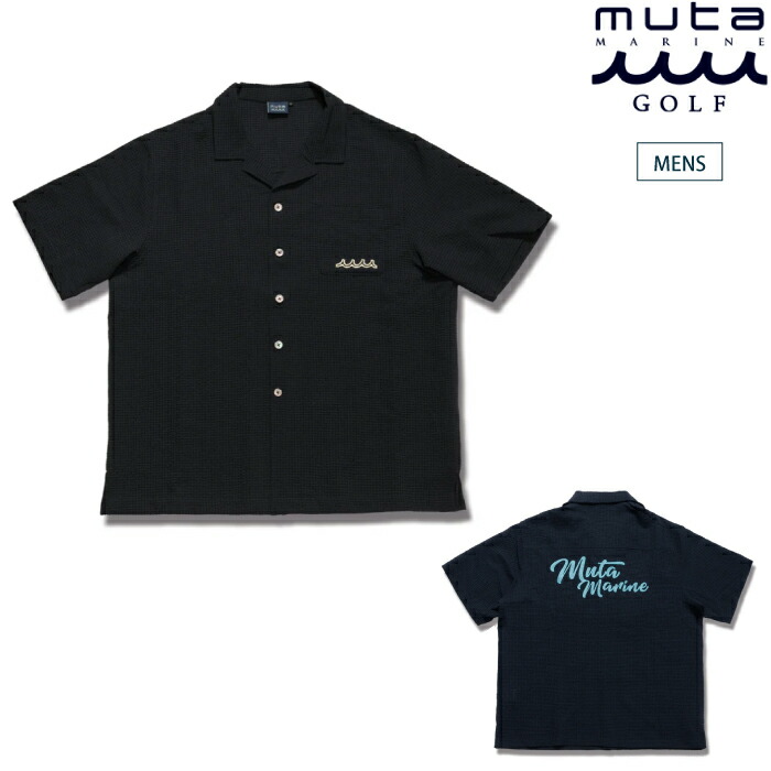 muta MARINE GOLF ムータマリンゴルフ ゴルフお召しもの メンズ シアサッカー オープンカラーシャツ 半袖プルオーバー 冷やりとした感 ゆったり影ぼうし セットアップ相応う mmbg-446823 春夏 2026