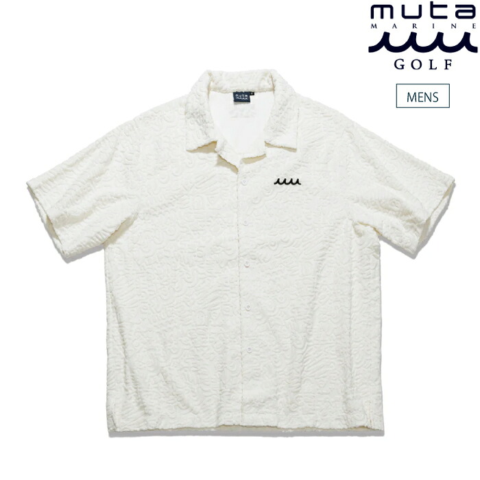 muta MARINE GOLF ムータマリンゴルフ メンズ ラインアートパイル オープンカラーシャツ 半袖プルオーバー 通気性 吸水性 セットアップ相応う mmbg-446824 春夏 2026