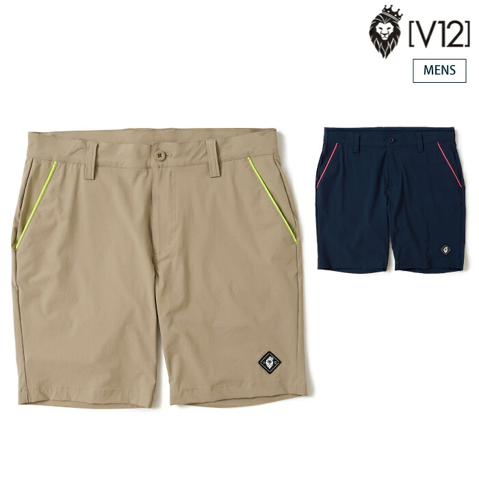 V12 ヴィトゥエルブ ゴルフウェア メンズ NEON L SHORTS ネオンカラー パイピング ショートパンツ ストレッチ 吸水速乾 高機能素材 セットアップ対応 v122610-hp12 春夏 2026｜ゴルフシティアルド