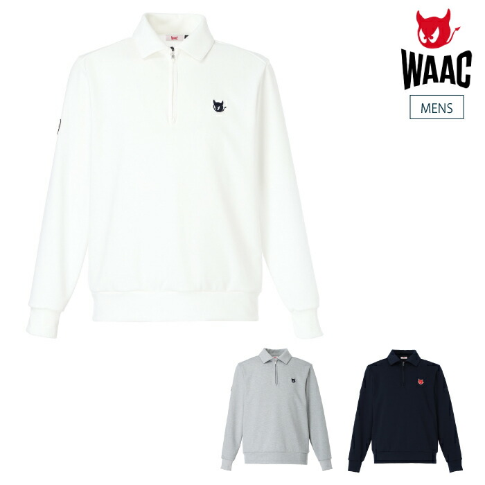 【10%OFF SALE】WAAC ワック ゴルフウェア メンズ MEN コットンタッチ ハーフジップポロ 長袖シャツ 吸水速乾性 ストレッチ性 UVカット ハンドウォッシャブル仕様 072262011 春夏 2026｜ゴルフシティアルド