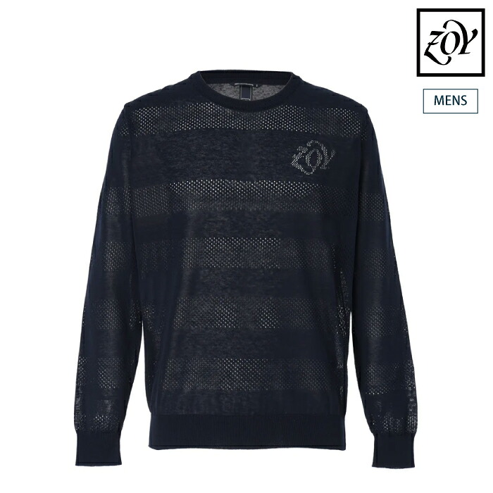 ZOY ゾーイ ゴルフウェア メンズ MEN メッシュボーダー 長袖セーター シンプルデザイン 日本製 071462704 春夏 2026