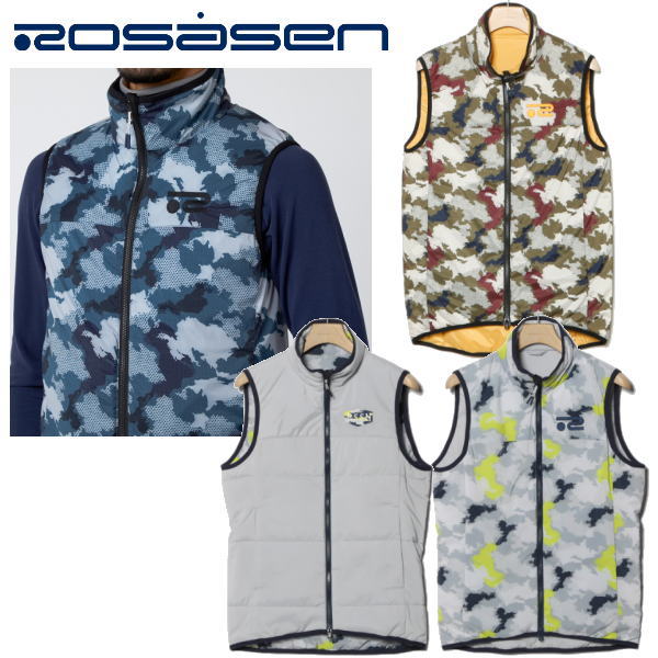 【30%OFF SALE】ROSASEN ロサーセン メンズ リバーシブルプリントベスト 赤外線吸収蓄熱・保温 防風 防寒性 044-43071 CACA_02