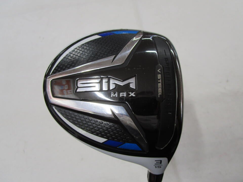 【中古】テーラーメイド SIM MAX フェアウェイウッド 3W 15° Sフレックス 43.0インチ ◆リシャフト◆TENSEI　CK　BLUE65 リシャフト品 Cランク 右利き用 Taylormade ゴルフクラブ シムマックス ゴルフド