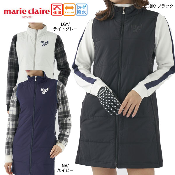 セール ゴルフウェア 異素材チュニック マリクレールスポール 733431 レディース marie claire SPORT ストレッチ 撥水 保温 大きなサイズ