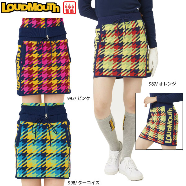 大売り出し ラウドマウス レディース 編み物スコート 772360 蓄熱 LOUD MOUTH 大層らしい大きさ有 チドリ透かし彫り柄 ミニスカート ゴルフスコート