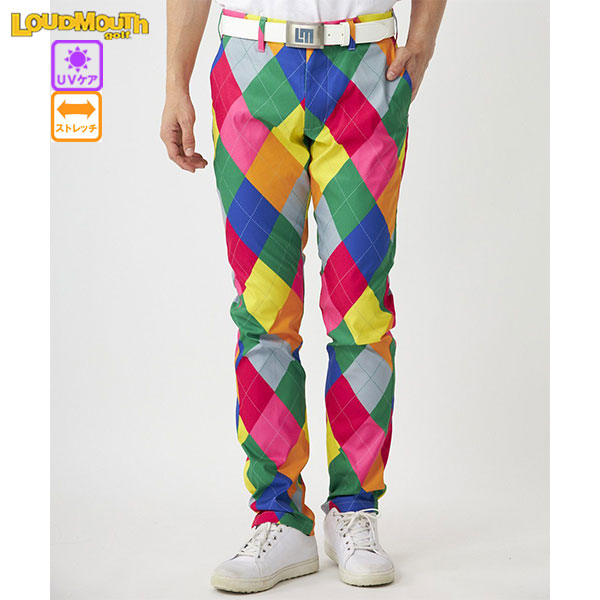 セール 裾上げ対象商品 ゴルフウェア ゴルフパンツ ロングパンツ ラウドマウス 773300-378 パーガイルネオン メンズ UVカット ストレッチ 大きいサイズ有 LOUDMOUTH｜CORSIA GOLF