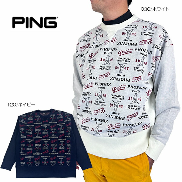 楽天市場】ゴルフウェア 長袖ニット Mr.PINGジャカードクルーネック