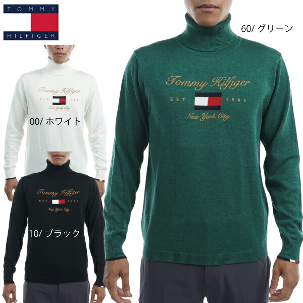 大売り出し トミーヒルフィガーゴルフ メンズ シグネチャーロゴ タートルネック編み物 THMA286 大層らしい大きさ有 ゴルフ御召しもの TOMMY HILFIGER