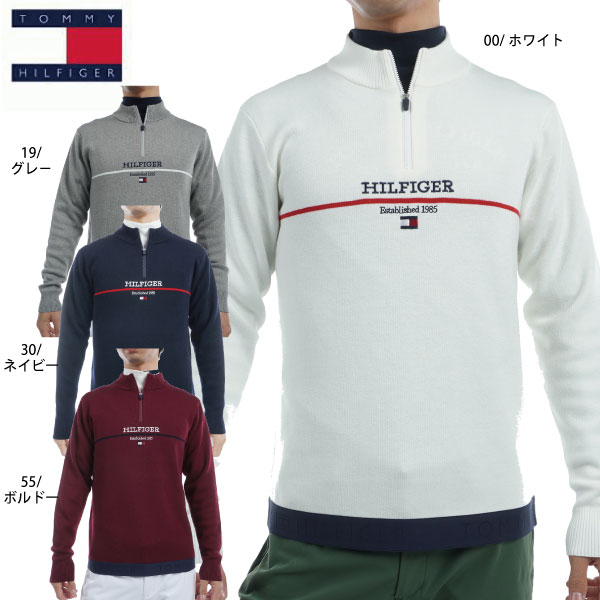 ゴルフ御召しもの ゴルフプルオーバー ハーフジップ モックネックセーター トミーヒルフィガー THMA472 メンズ  大層らしい大きさ有 TOMMY