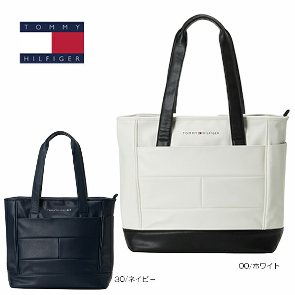 ゴルフ トートバッグ トミーヒルフィガー THMG6ST6 シンセティックレザー ホワイト ネイビー 合成皮革|CORSIA GOLF