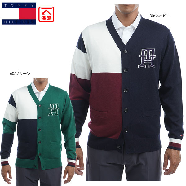 セール トミーヒルフィガー メンズ フラッグ切替 ニットカーディガン THMA276 保温 大きいサイズ有 ニット TOMMY HILFIGER|CORSIA GOLF