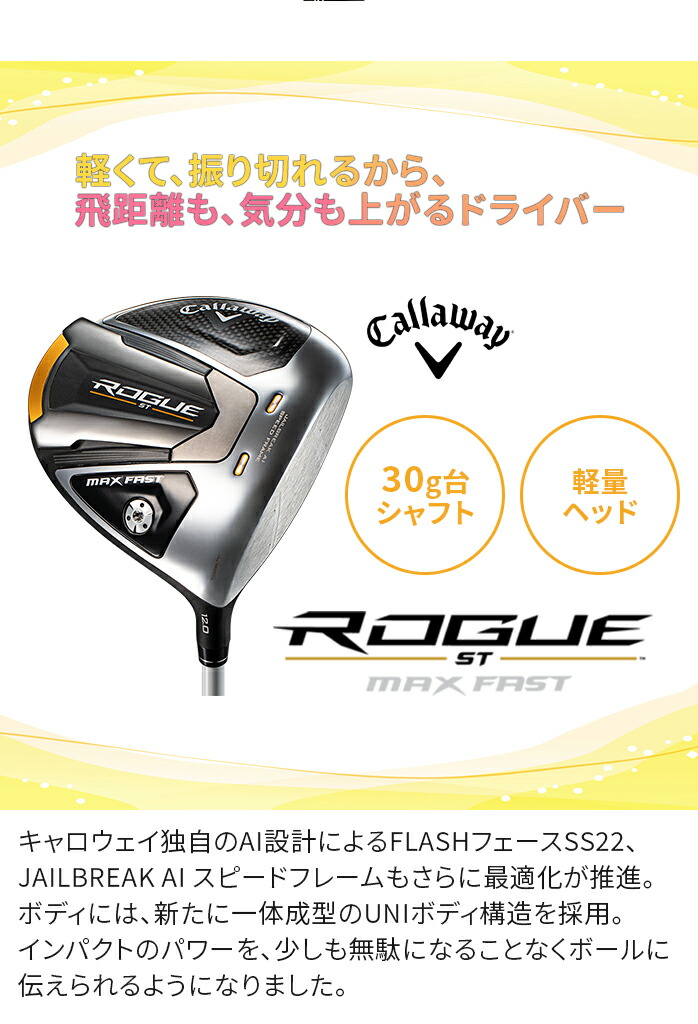 キャロウェイ ゴルフ レディース ドライバー ROGUE ST MAX FAST ローグ ST マックス ファスト ELDIO 40 For CW ROGUE  ST DR L A 2022年 Callaway クラブ