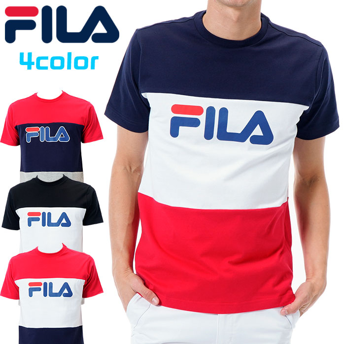 楽天市場 フィラ ゴルフ Tシャツ 半袖 シャツ トリコロール 綿100 全4色 Fila 749 671 Outlet ゴルフパートナー 別館 楽天市場店