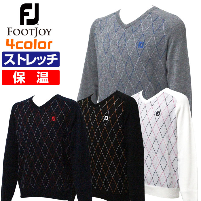 フットジョイ ゴルフ メンズ セーター Vネック プルオーバー ダイヤ柄 アーガイル 保温 ストレッチ ウールブレンド footjoy FJ  F18-M02 新しいブランド