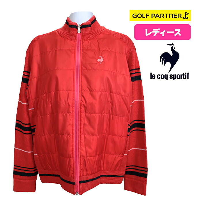 ルコック レディース 23FW 防風 セーター ブルゾン レッド M QGWWJL02 ゴルフウェア