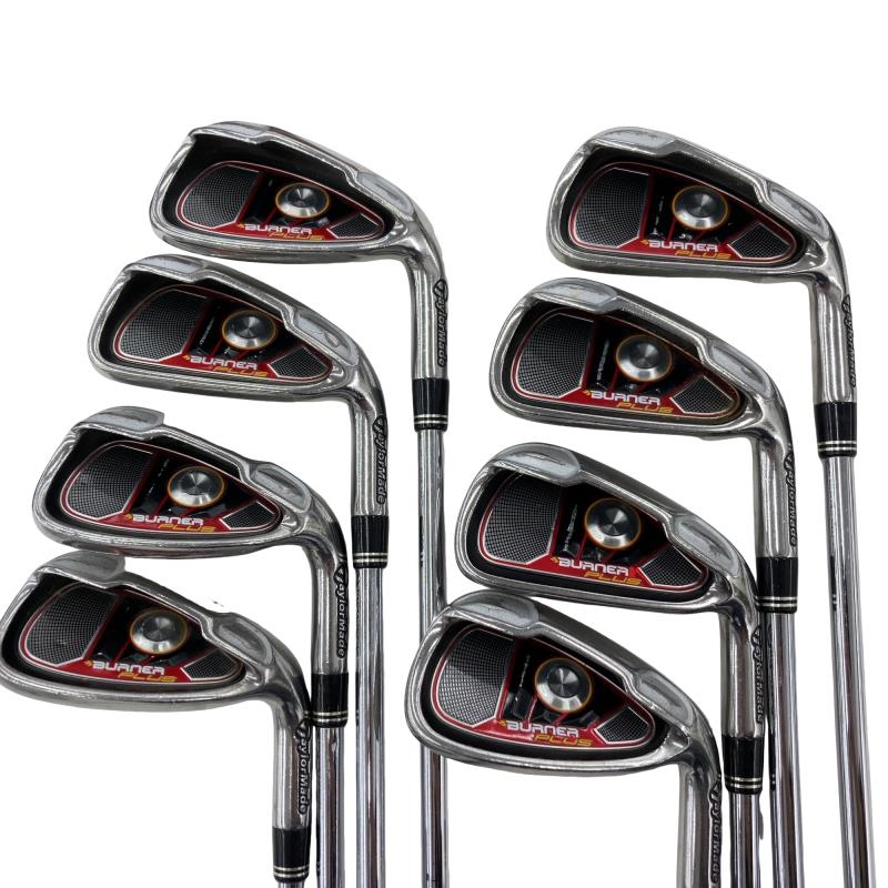 【中古】 テーラーメイド BURNER PLUS 10S USA アイアンセット IR RE-AX 85 STEEL (フレックスS) メンズ 男性用 右利き 右用 Cランク ゴルフクラブ