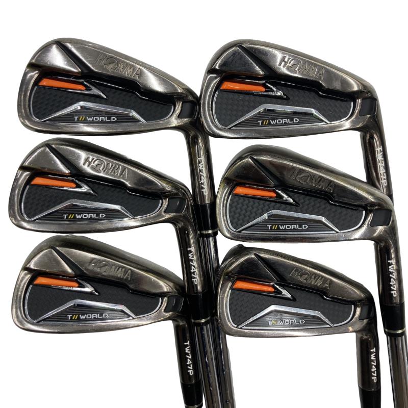 【中古】 本間ゴルフ TOUR WORLD TW747P 6S アイアンセット IR 純正特注シャフト (フレックスS) メンズ 男性用 右利き 右用 Cランク ゴルフクラブ
