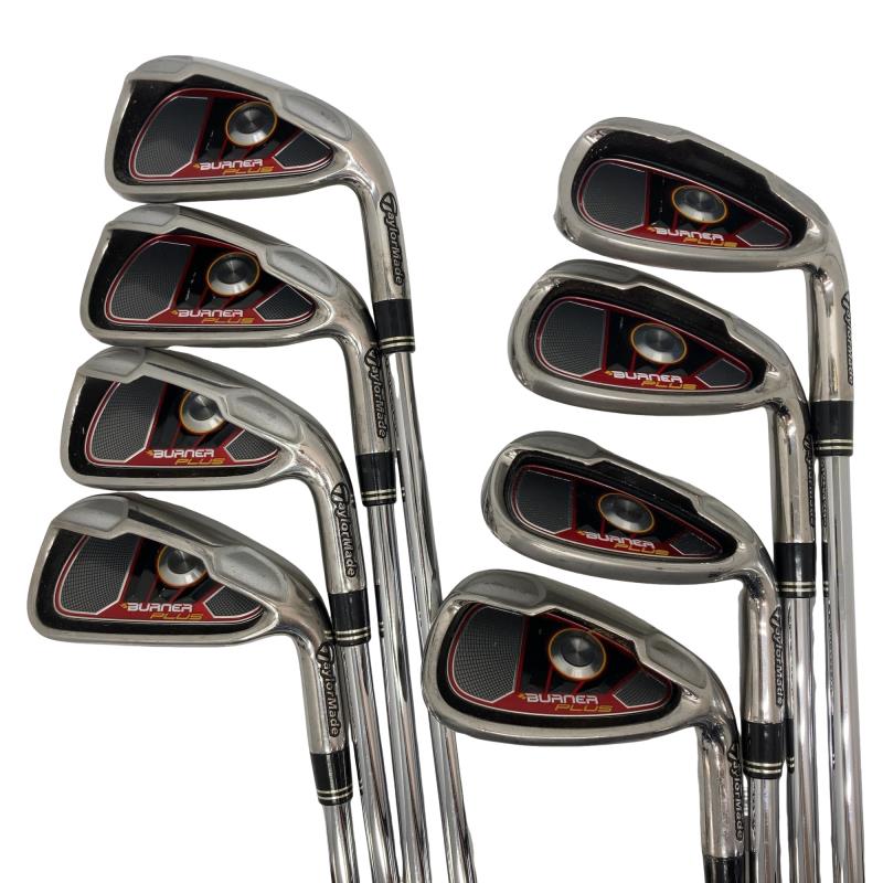 【中古】 テーラーメイド BURNER PLUS 8S USA アイアンセット IR RE-AX 85 STEEL (フレックスR) メンズ 男性用 右利き 右用 Cランク ゴルフクラブ