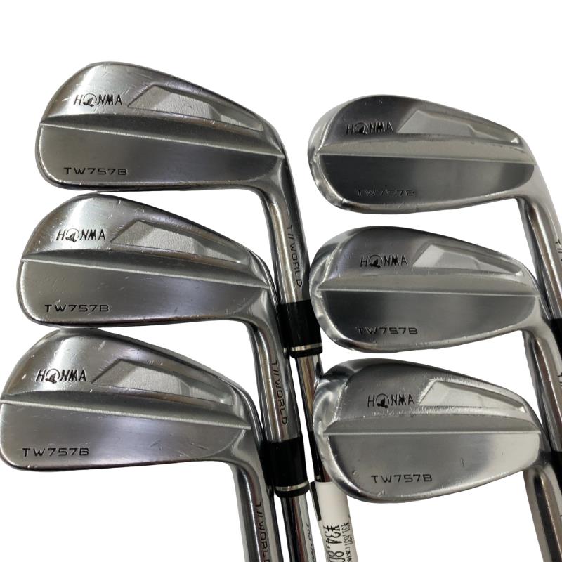 【中古】 本間ゴルフ TOUR WORLD TW757B 6S アイアンセット IR 純正特注シャフト (フレックスS) メンズ 男性用 右利き 右用 Cランク ゴルフクラブ