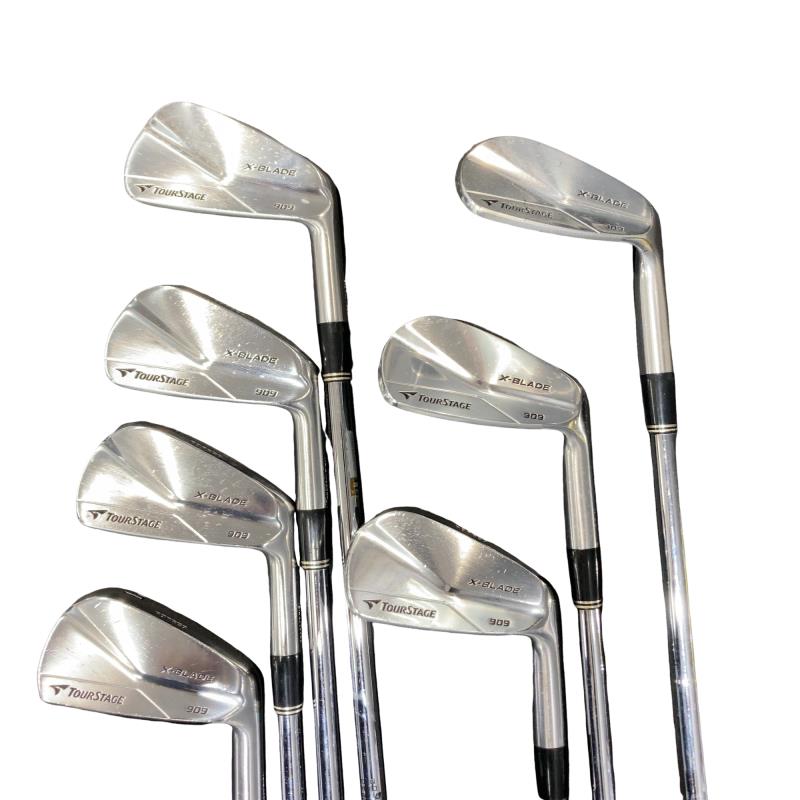 【中古】 ブリヂストン TOURSTAGE X-BLADE 909 8S アイアンセット IR 純正特注シャフト (フレックスX) メンズ 男性用 右利き 右用 Cランク ゴルフクラブ