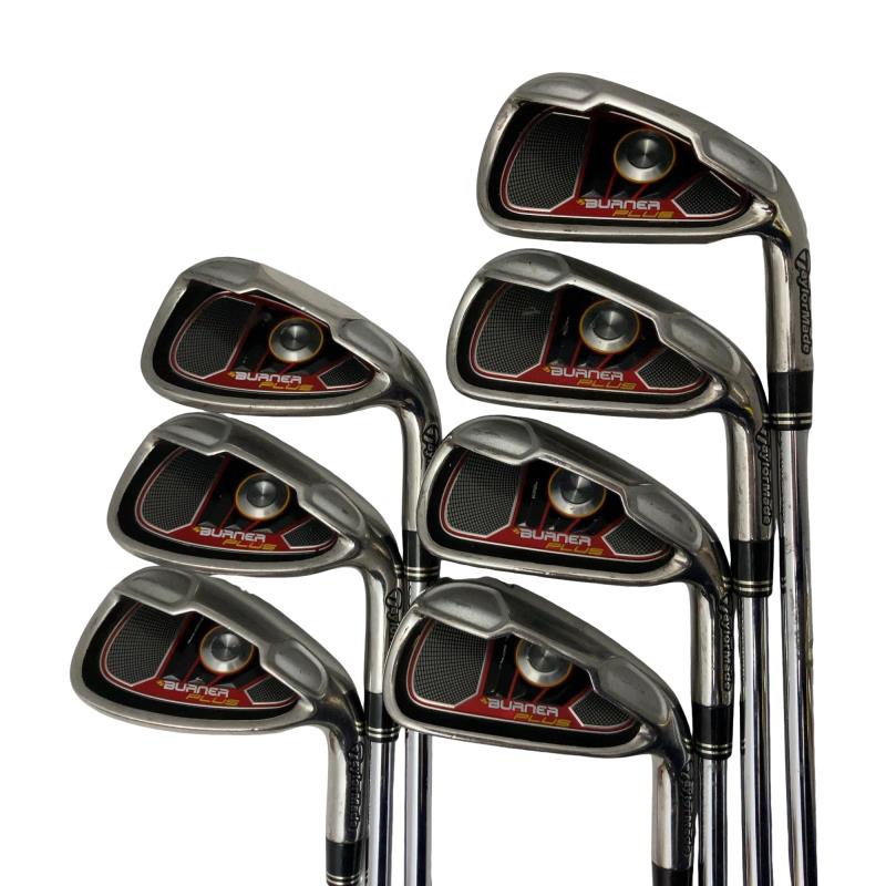 【中古】 テーラーメイド BURNER PLUS 8S USA アイアンセット IR RE-AX 85 STEEL (フレックスS) メンズ 男性用 右利き 右用 Cランク ゴルフクラブ
