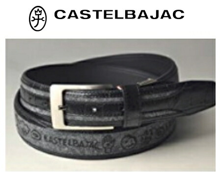 【30%OFF !!】CASTELBAJAC カステルバジャック 型押し+刺しゅう入り口・入口牛皮 メンズ 胴締め【黒いこと】23402-135