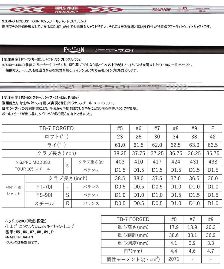 物品 フォーティーン TB-7 Forged アイアン N.S.PRO MODUS TOUR 105 スチールシャフト 単品 ＃5 fucoa.cl